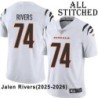 White Embroidered Jalen Rivers Cincinnati Bengals #74 Stitched Jersey