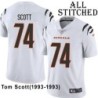 White Embroidered Tom Scott Cincinnati Bengals #74 Stitched Jersey