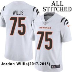 White Embroidered Jordan Willis Cincinnati Bengals #75 Stitched Jersey