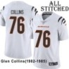 White Embroidered Glen Collins Cincinnati Bengals #76 Stitched Jersey