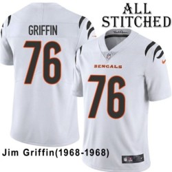 White Embroidered Jim Griffin Cincinnati Bengals #76 Stitched Jersey