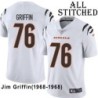 White Embroidered Jim Griffin Cincinnati Bengals #76 Stitched Jersey