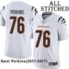 White Embroidered Kent Perkins Cincinnati Bengals #76 Stitched Jersey