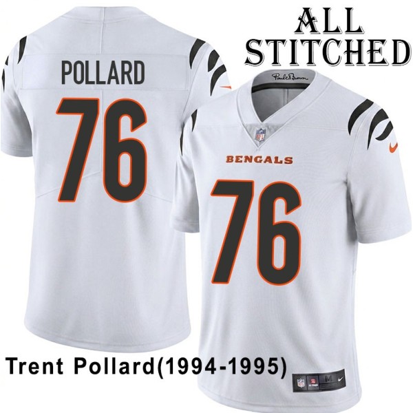 White Embroidered Trent Pollard Cincinnati Bengals #76 Stitched Jersey
