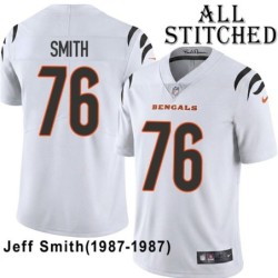White Embroidered Jeff Smith Cincinnati Bengals #76 Stitched Jersey