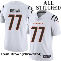 White Embroidered Trent Brown Cincinnati Bengals #77 Stitched Jersey