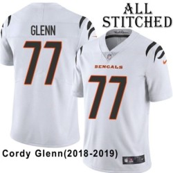 White Embroidered Cordy Glenn Cincinnati Bengals #77 Stitched Jersey