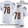 White Embroidered Ted Vincent Cincinnati Bengals #78 Stitched Jersey