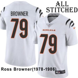 White Embroidered Ross Browner Cincinnati Bengals #79 Stitched Jersey