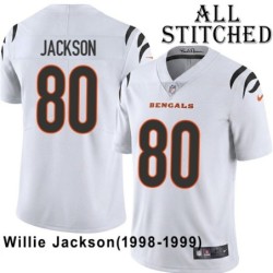 White Embroidered Willie Jackson Cincinnati Bengals #80 Stitched Jersey