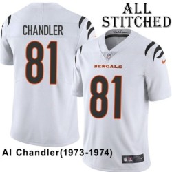 White Embroidered Al Chandler Cincinnati Bengals #81 Stitched Jersey