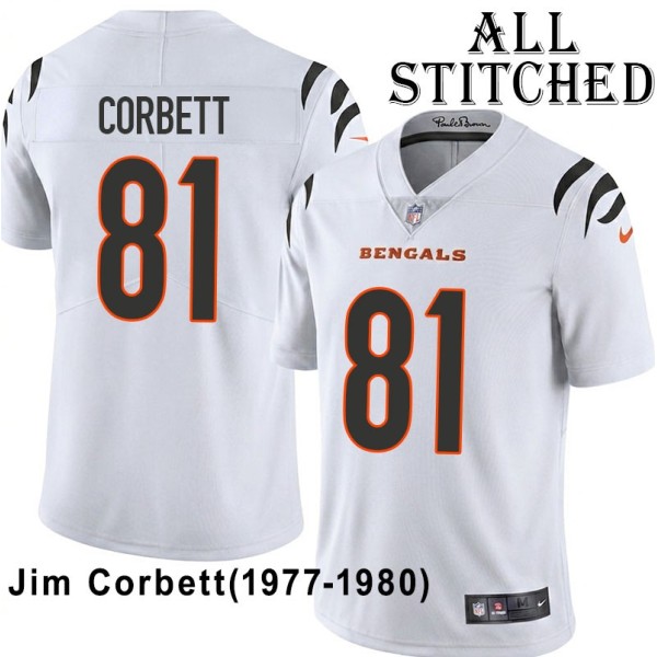 White Embroidered Jim Corbett Cincinnati Bengals #81 Stitched Jersey