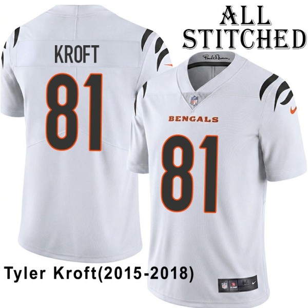 White Embroidered Tyler Kroft Cincinnati Bengals #81 Stitched Jersey
