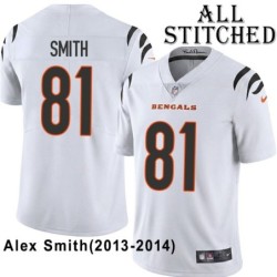 White Embroidered Alex Smith Cincinnati Bengals #81 Stitched Jersey