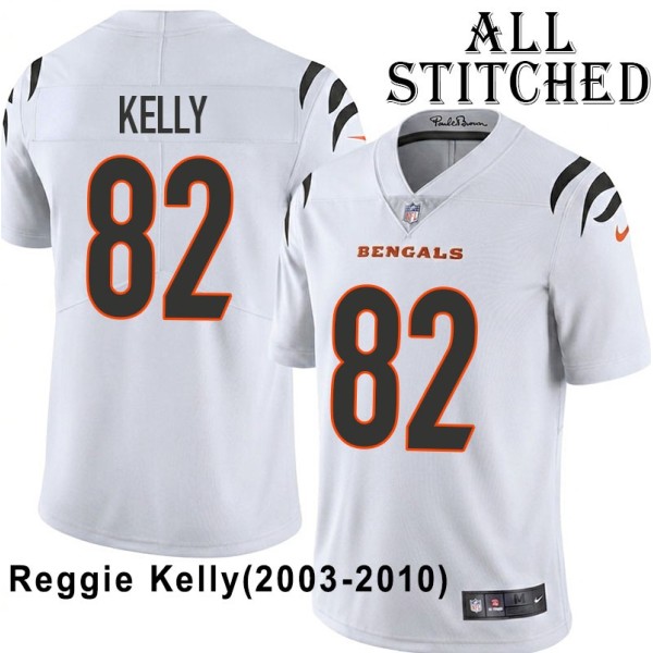 White Embroidered Reggie Kelly Cincinnati Bengals #82 Stitched Jersey