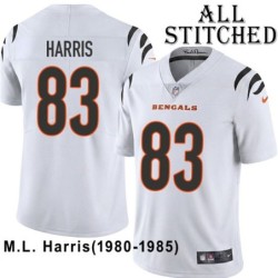 White Embroidered M.L. Harris Cincinnati Bengals #83 Stitched Jersey