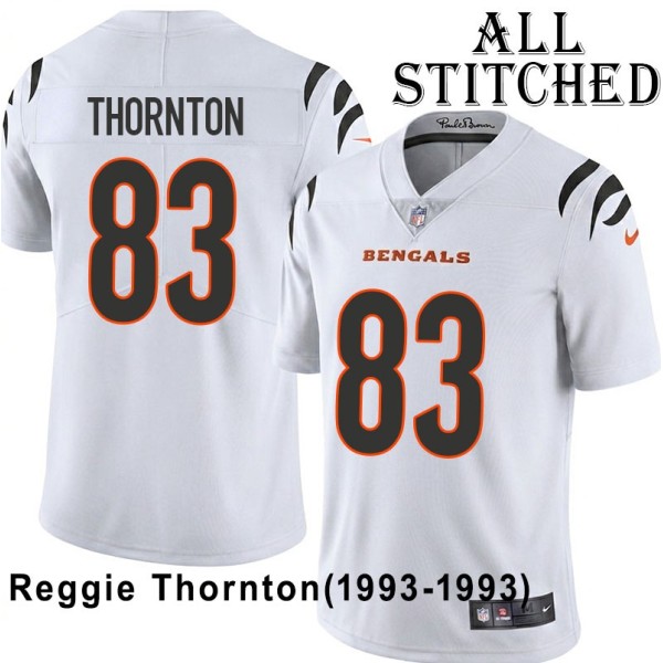 White Embroidered Reggie Thornton Cincinnati Bengals #83 Stitched Jersey