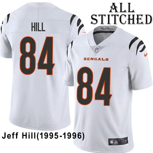 White Embroidered Jeff Hill Cincinnati Bengals #84 Stitched Jersey