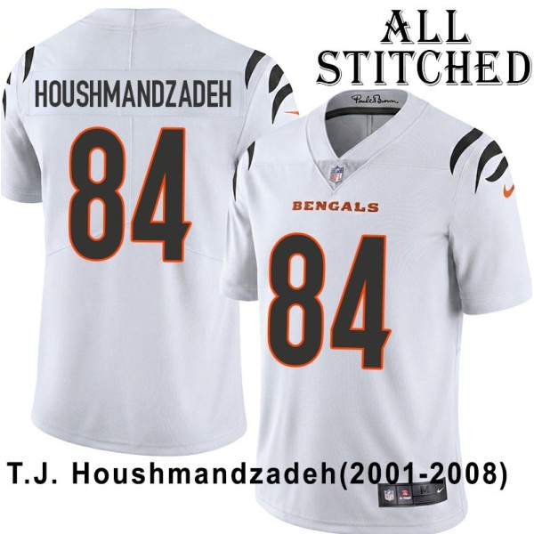 White Embroidered T.J. Houshmandzadeh Cincinnati Bengals #84 Stitched Jersey
