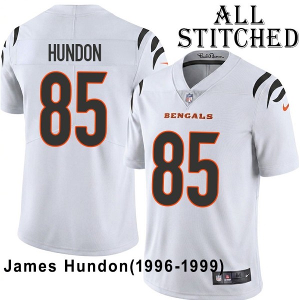 White Embroidered James Hundon Cincinnati Bengals #85 Stitched Jersey