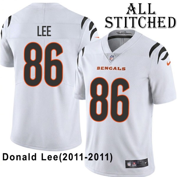 White Embroidered Donald Lee Cincinnati Bengals #86 Stitched Jersey
