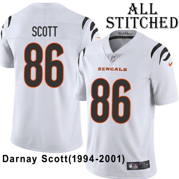 White Embroidered Darnay Scott Cincinnati Bengals #86 Stitched Jersey