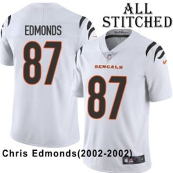 White Embroidered Chris Edmonds Cincinnati Bengals #87 Stitched Jersey