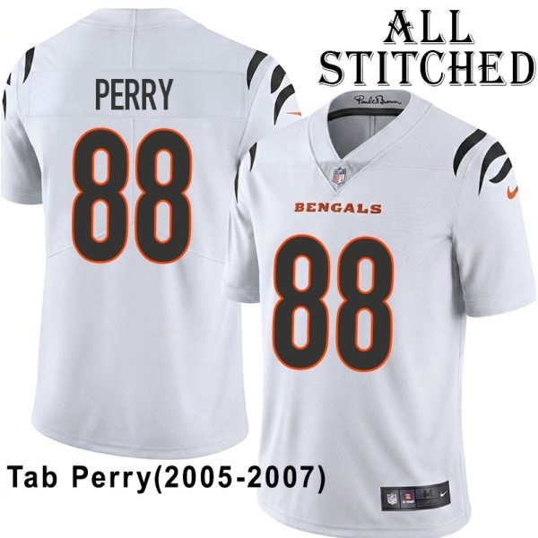 White Embroidered Tab Perry Cincinnati Bengals #88 Stitched Jersey