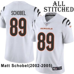 White Embroidered Matt Schobel Cincinnati Bengals #89 Stitched Jersey