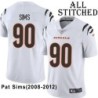 White Embroidered Pat Sims Cincinnati Bengals #90 Stitched Jersey