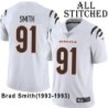 White Embroidered Brad Smith Cincinnati Bengals #91 Stitched Jersey