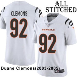 White Embroidered Duane Clemons Cincinnati Bengals #92 Stitched Jersey