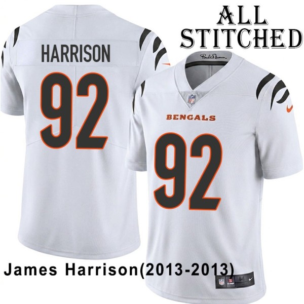 White Embroidered James Harrison Cincinnati Bengals #92 Stitched Jersey