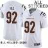 White Embroidered B.J. Hill Cincinnati Bengals #92 Stitched Jersey
