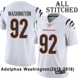 White Embroidered Adolphus Washington Cincinnati Bengals #92 Stitched Jersey