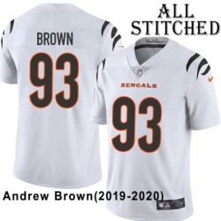 White Embroidered Andrew Brown Cincinnati Bengals #93 Stitched Jersey