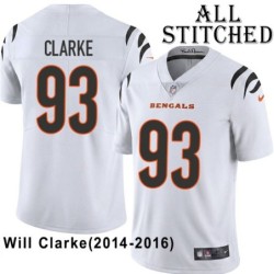 White Embroidered Will Clarke Cincinnati Bengals #93 Stitched Jersey