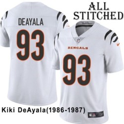 White Embroidered Kiki DeAyala Cincinnati Bengals #93 Stitched Jersey
