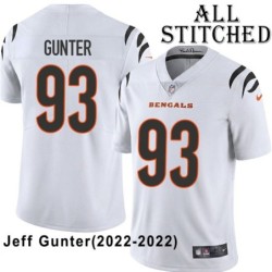 White Embroidered Jeff Gunter Cincinnati Bengals #93 Stitched Jersey