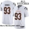 White Embroidered Mario Monds Cincinnati Bengals #93 Stitched Jersey