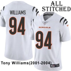 White Embroidered Tony Williams Cincinnati Bengals #94 Stitched Jersey