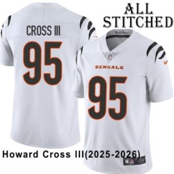 White Embroidered Howard Cross III Cincinnati Bengals #95 Stitched Jersey