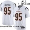 White Embroidered Howard Cross III Cincinnati Bengals #95 Stitched Jersey