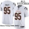 White Embroidered Steve Foley Cincinnati Bengals #95 Stitched Jersey