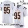 White Embroidered Roy Manning Cincinnati Bengals #95 Stitched Jersey