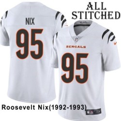 White Embroidered Roosevelt Nix Cincinnati Bengals #95 Stitched Jersey