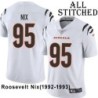 White Embroidered Roosevelt Nix Cincinnati Bengals #95 Stitched Jersey