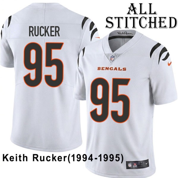 White Embroidered Keith Rucker Cincinnati Bengals #95 Stitched Jersey