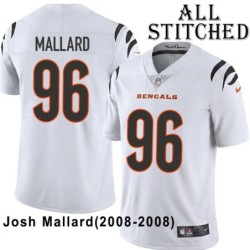 White Embroidered Josh Mallard Cincinnati Bengals #96 Stitched Jersey