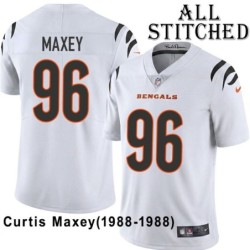 White Embroidered Curtis Maxey Cincinnati Bengals #96 Stitched Jersey